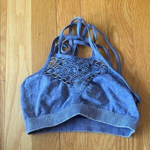 Elegant Blue Crochet Sports Bra